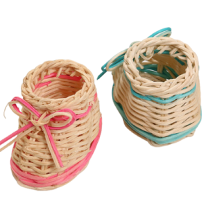 Pink Baby Bootie Baskets | Mini Dried Flower Basket